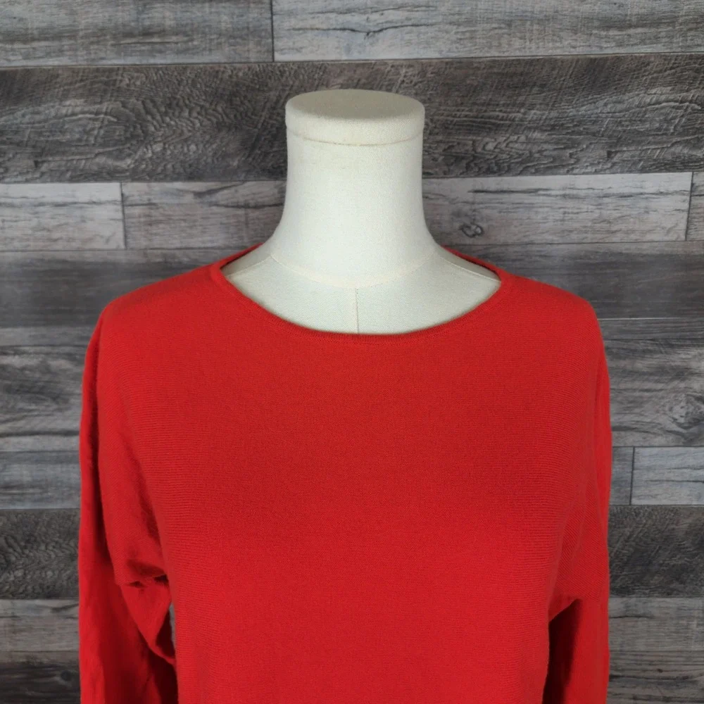 Michael Kors Womens Red Long Sleeve High Low Knit Top Size S